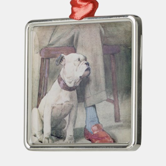 Bulldogge Silbernes Ornament (Links)