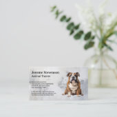 Bulldogge sitzend | Dog Trainer Visitenkarte (Stehend Vorderseite)