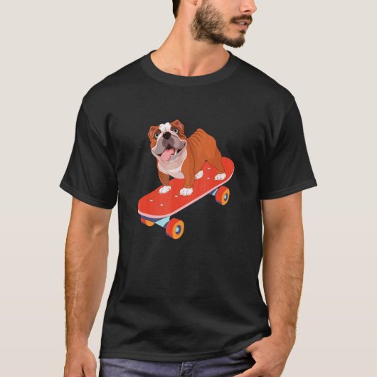 Bulldogge Skateboard Bully Skateboard T-Shirt (Vorderseite)