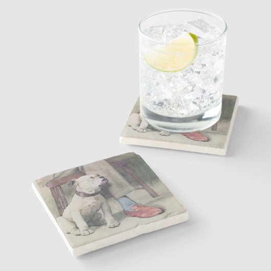 Bulldogge Steinuntersetzer (Seitenansicht)