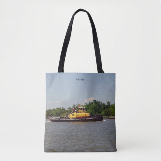 Bulldogge über Totentasche Tasche (Vorderseite)