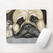"Bulldogge-und Vogelbaby-" Mausunterlage Mousepad (Mit Mouse)