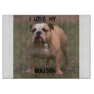 Bulldogge und weiße Liebe Schneidebrett