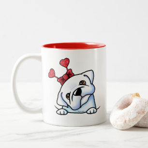 Bulldogge Valentinstag Zweifarbige Tasse