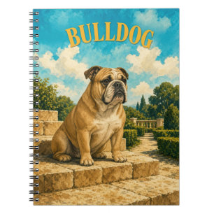 Bulldogge, Vintage-Wasserfarben-Hunde-Kunst Notizblock