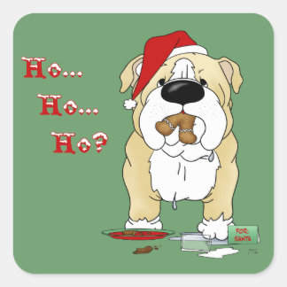 Bulldogge Weihnachten - Ho Ho?? Quadratischer Aufkleber