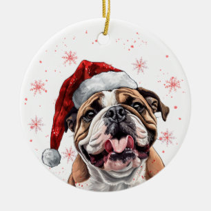 Bulldogge Weihnachten Personalisiert Keramik Ornament