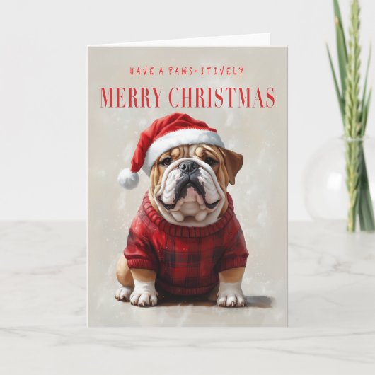 Bulldogge Weihnachtskarte Dankeskarte (Vorderseite)