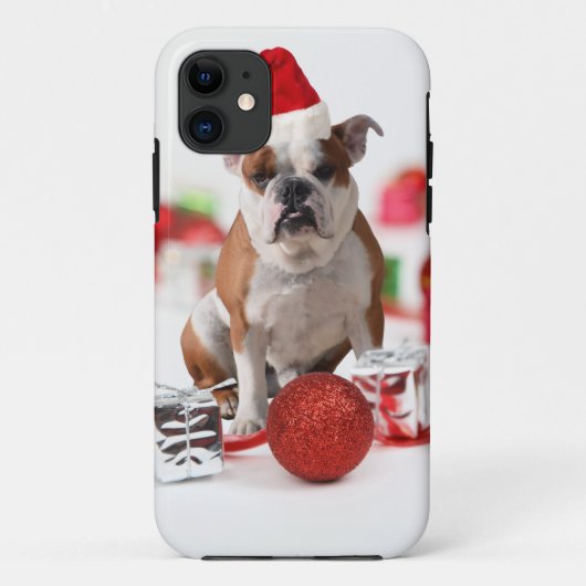 Bulldogge Weihnachtsschmuck Geschenkboxen Rote Wei Case-Mate iPhone Hülle (Rückseite)