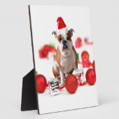 Bulldogge Weihnachtsschmuck Geschenkboxen Rote Wei Fotoplatte (Seite)