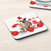 Bulldogge Weihnachtsschmuck Geschenkboxen Rote Wei Getränkeuntersetzer (Linke Seite)