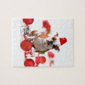 Bulldogge Weihnachtsschmuck Geschenkboxen Rote Wei Puzzle (Horizontal)