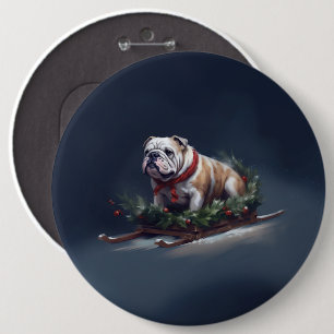 Bulldogge Weihnachtsschnee Button
