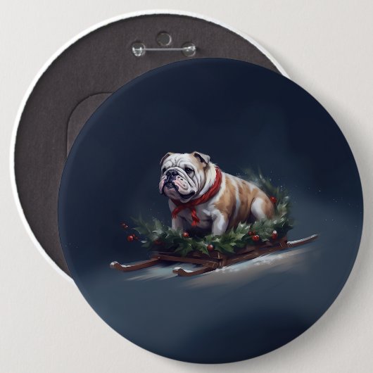 Bulldogge Weihnachtsschnee Button (Vorne & Hinten)