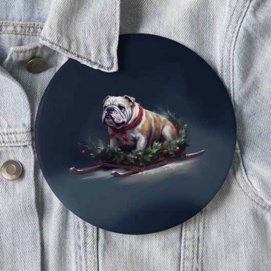 Bulldogge Weihnachtsschnee Button (Beispiel)