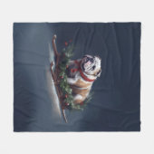 Bulldogge Weihnachtsschnee Fleecedecke (Vorderseite (Horizontal))