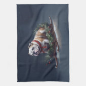 Bulldogge Weihnachtsschnee Geschirrtuch (Vertikal)