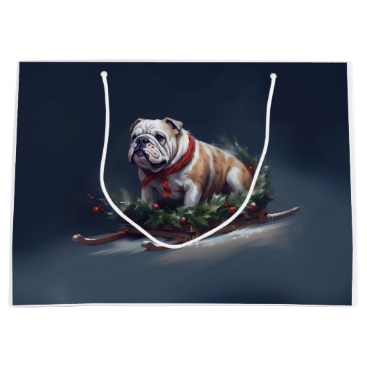 Bulldogge Weihnachtsschnee Große Geschenktüte (Vorderseite)