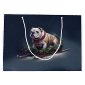 Bulldogge Weihnachtsschnee Große Geschenktüte (Rückseite)