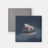 Bulldogge Weihnachtsschnee Magnet (Vorderseite/Rückseite)