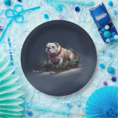 Bulldogge Weihnachtsschnee Pappteller (Party)