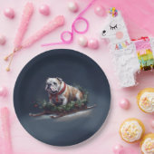 Bulldogge Weihnachtsschnee Pappteller (Party)