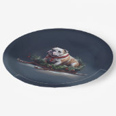 Bulldogge Weihnachtsschnee Pappteller (Schrägansicht)