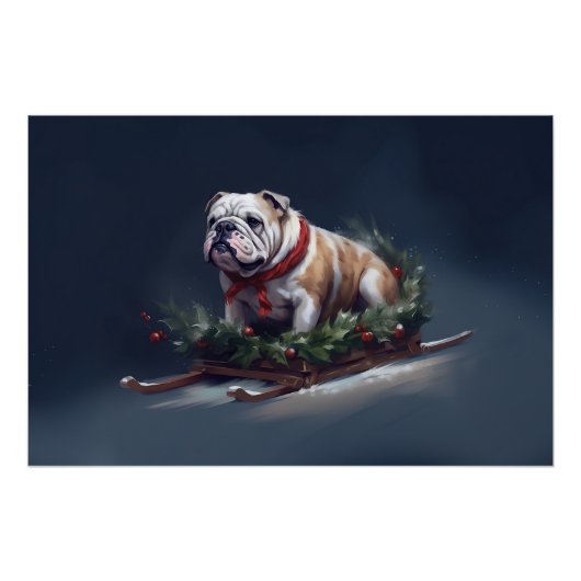 Bulldogge Weihnachtsschnee Poster (Vorderseite)