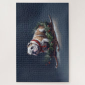 Bulldogge Weihnachtsschnee Puzzle (Vertikal)
