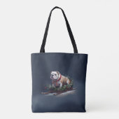 Bulldogge Weihnachtsschnee Tasche (Rückseite)