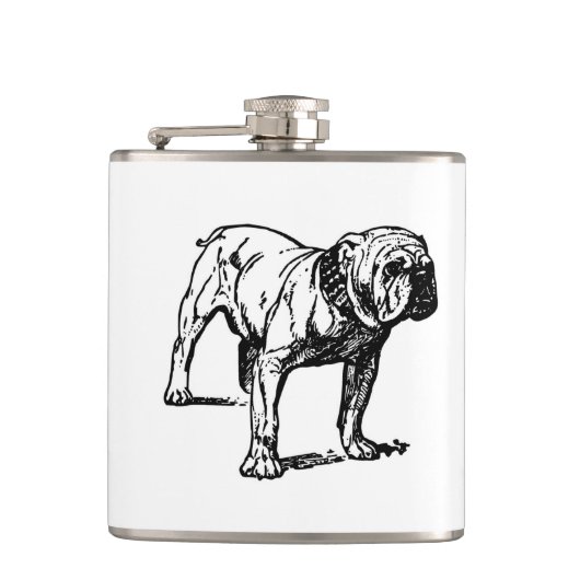 Bulldogge zeichnend flachmann (Vorderseite)