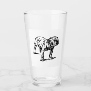 Bulldogge zeichnend glas