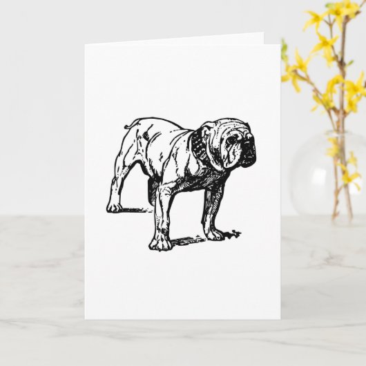 Bulldogge zeichnend karte (Gelbe Blume)