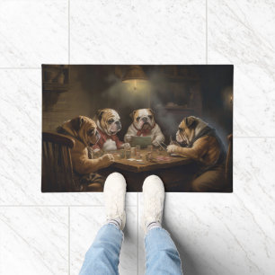 Bulldoggen beim Pokernspiel Kunst Fußmatte