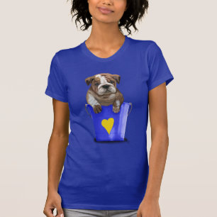 Bulldoggen-Eimer des Liebe-Blaus T-Shirt
