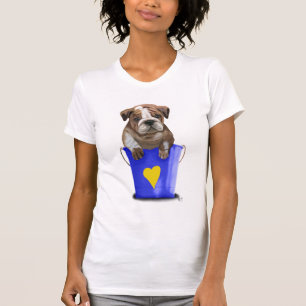 Bulldoggen-Eimer des Liebe-Blaus T-Shirt