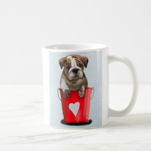 Bulldoggen-Eimer Liebe-Rot 2 Kaffeetasse
