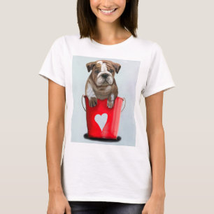 Bulldoggen-Eimer Liebe-Rot 2 T-Shirt