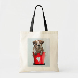 Bulldoggen-Eimer Liebe-Rot 2 Tragetasche