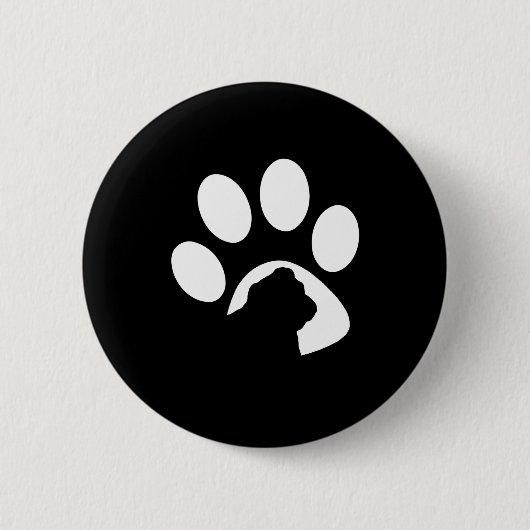 Bulldoggen-enorme Tatzen-Silhouette Button (Vorderseite)