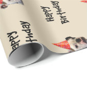 Bulldoggen-Geburtstags-Party-Hut Geschenkpapier (Rolleneckpunkt)