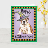 Bulldoggen-Hexe Karte (Gelbe Blume)