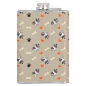 Bulldoggen, Hunde-Leckerei und Pfotenmuster Flachmann (Rückseite)