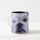Bulldoggen-Kaffee-Tasse Zweifarbige Tasse (Vorderseite Links)