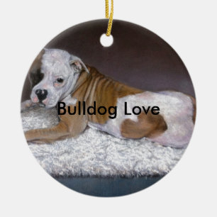 Bulldoggen-Liebe. Amerikanische Bulldoggen-Malerei Keramikornament