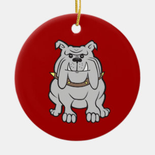 Bulldoggen-Maskottchen auf roten Keramik Ornament