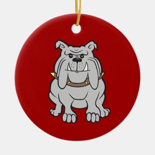 Bulldoggen-Maskottchen auf roten Keramik Ornament (Vorne)