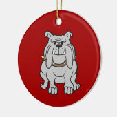 Bulldoggen-Maskottchen auf roten Keramik Ornament (Links)
