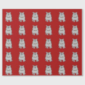 Bulldoggen-Maskottchen auf roter Entwurfs-Art Geschenkpapier (Flach)