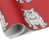 Bulldoggen-Maskottchen auf roter Entwurfs-Art Geschenkpapier (Rolleneckpunkt)